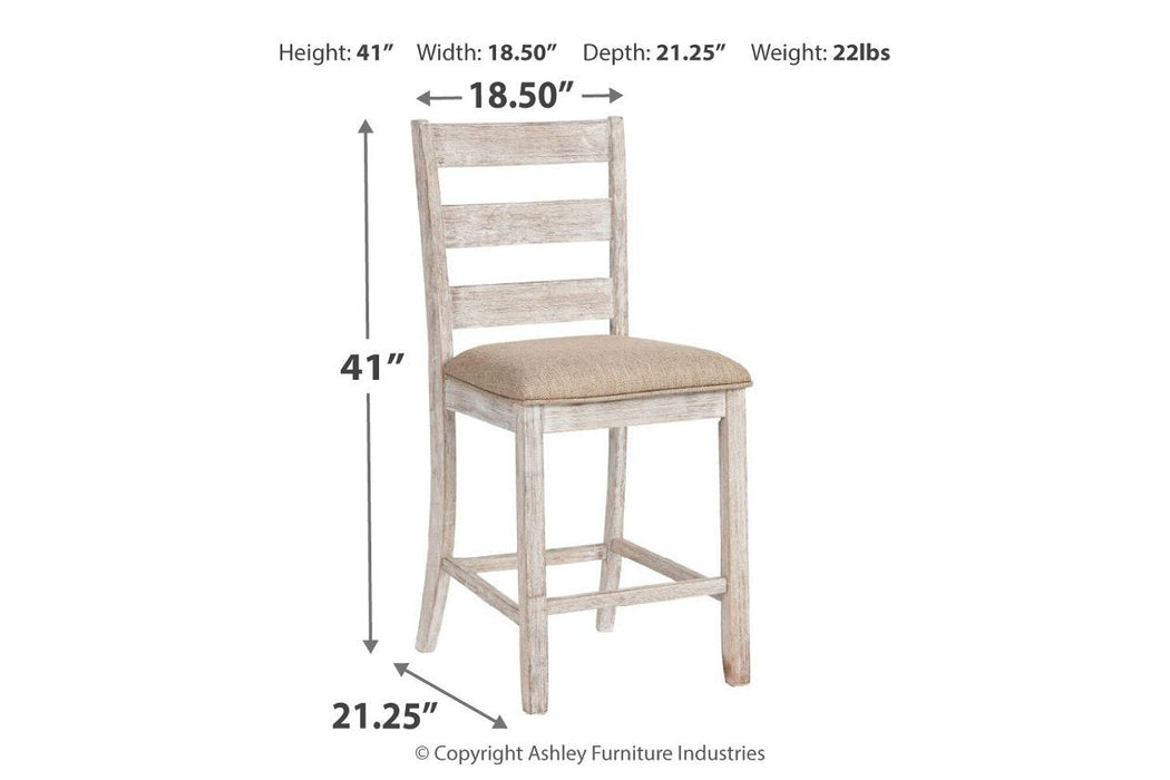 Skempton White/Light Brown Counter Height Bar Stool (Set of 2) - D394-124 - Lara Furniture