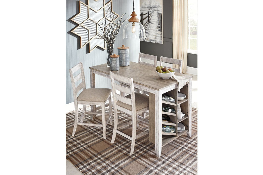 Skempton White/Light Brown Counter Height Dining Table - D394-32 - Lara Furniture