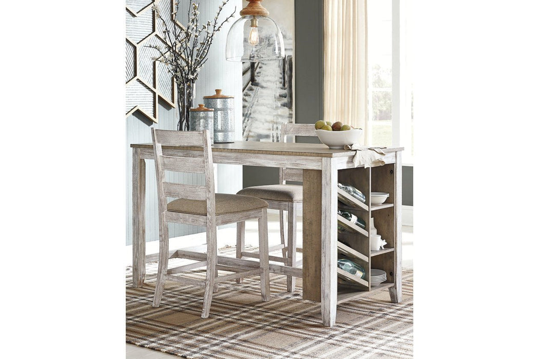 Skempton White/Light Brown Counter Height Dining Table - D394-32 - Lara Furniture