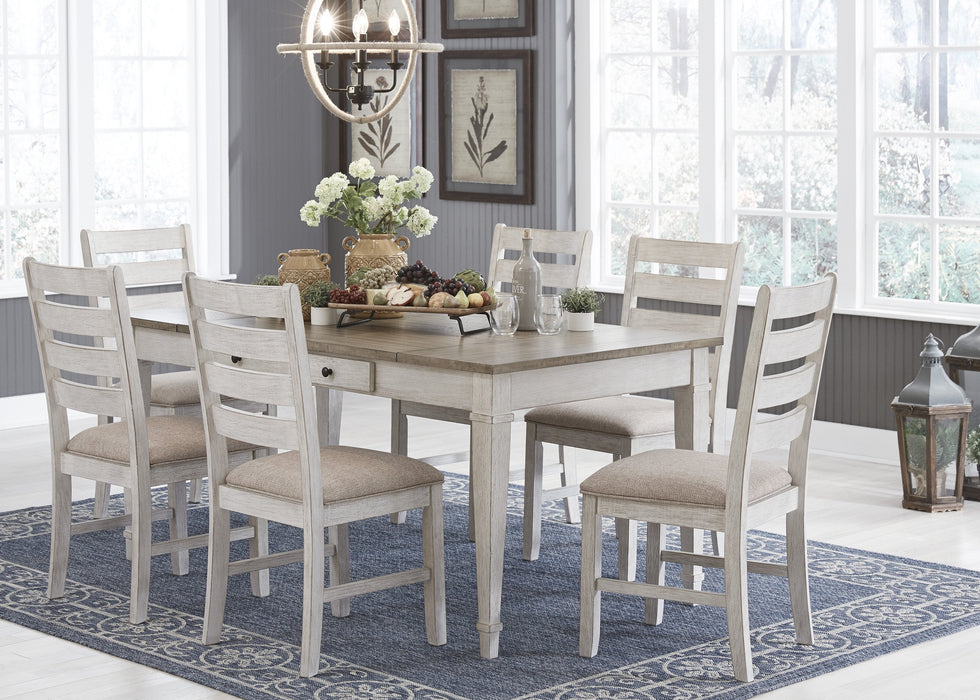 Skempton White-Light Brown Dining Room Set - Lara Furniture