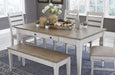 Skempton White-Light Brown Dining Room Set - Lara Furniture