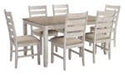 Skempton White/Light Brown Dining Table and Chairs (Set of 7) - D394-425 - Lara Furniture