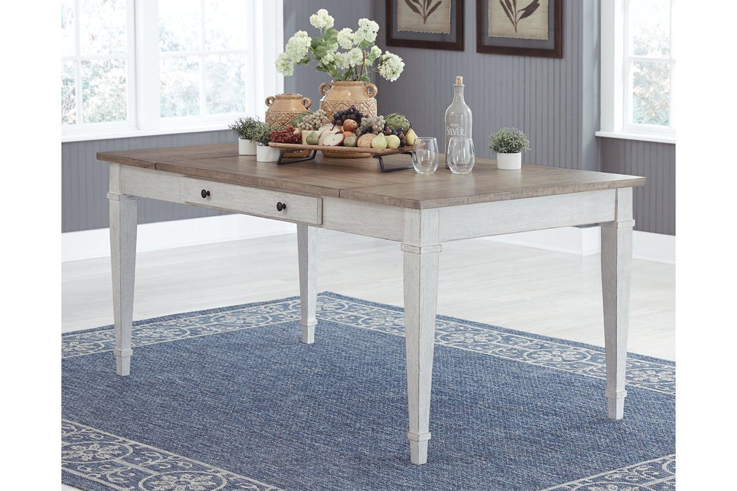 Skempton White/Light Brown Dining Table - D394-25 - Lara Furniture