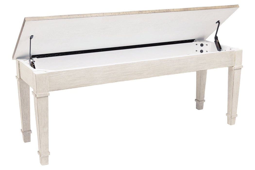 Skempton White/Light Brown Storage Bench - D394-00 - Lara Furniture