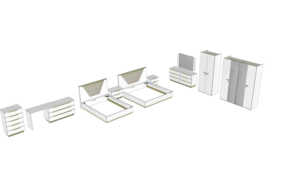 Smart Bedroom White Set - Lara Furniture