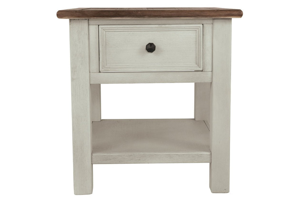 [SPECIAL] Bolanburg Two-tone Chairside End Table with USB Ports & Outlets - T637-7 - Lara Furniture