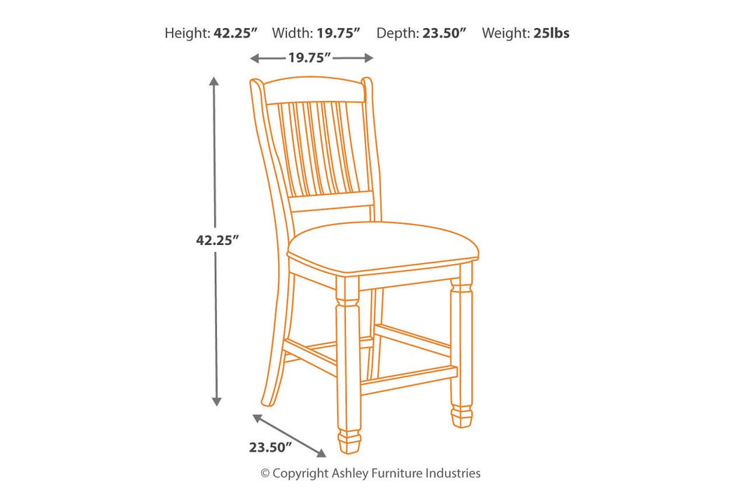 [SPECIAL] Bolanburg Two-tone Counter Height Bar Stool (Set of 2) - D647-124 - Lara Furniture