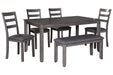 [SPECIAL] Bridson Gray Dining Table and Chairs with Bench (Set of 6) - D383-325 - Lara Furniture