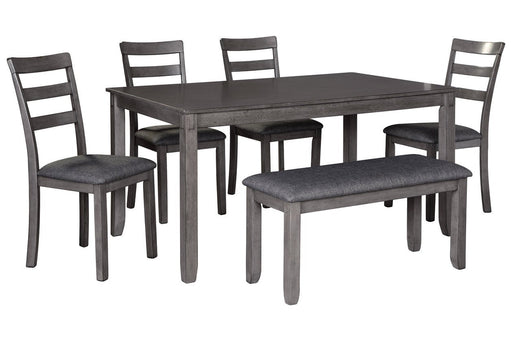 [SPECIAL] Bridson Gray Dining Table and Chairs with Bench (Set of 6) - D383-325 - Lara Furniture