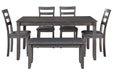 [SPECIAL] Bridson Gray Dining Table and Chairs with Bench (Set of 6) - D383-325 - Lara Furniture