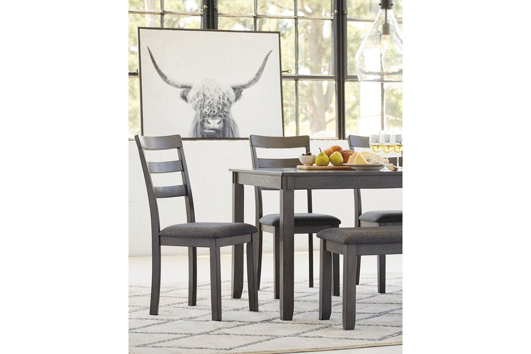 [SPECIAL] Bridson Gray Dining Table and Chairs with Bench (Set of 6) - D383-325 - Lara Furniture