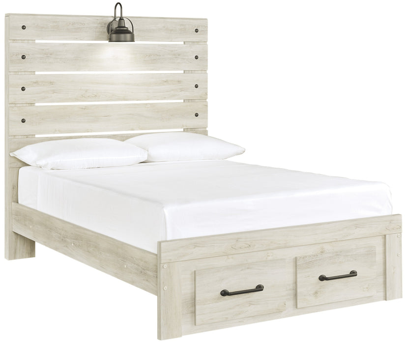 [SPECIAL] Cambeck Whitewash Full Footboard Storage Bed - Lara Furniture