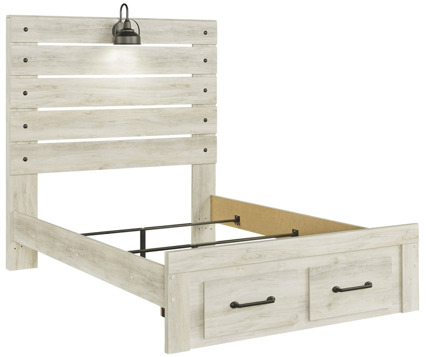 [SPECIAL] Cambeck Whitewash Full Footboard Storage Bed - Lara Furniture