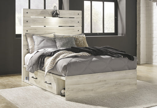 [SPECIAL] Cambeck Whitewash Full Side Storage Platform Bed - Lara Furniture