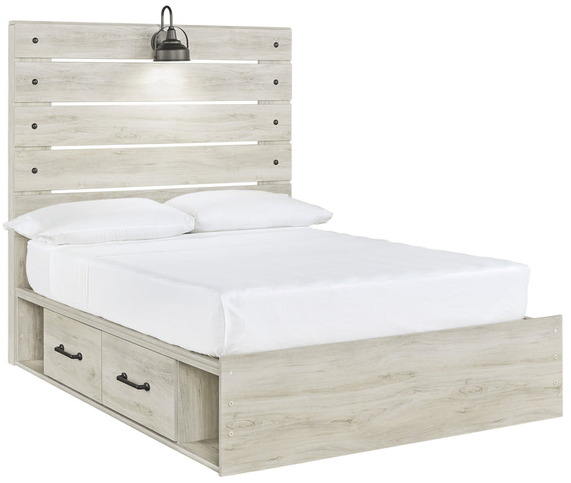 [SPECIAL] Cambeck Whitewash Full Side Storage Platform Bed - Lara Furniture