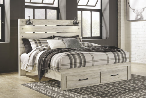 [SPECIAL] Cambeck Whitewash King Footboard Storage Bed - Lara Furniture