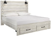 [SPECIAL] Cambeck Whitewash King Footboard Storage Bed - Lara Furniture