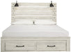 [SPECIAL] Cambeck Whitewash King Footboard Storage Bed - Lara Furniture