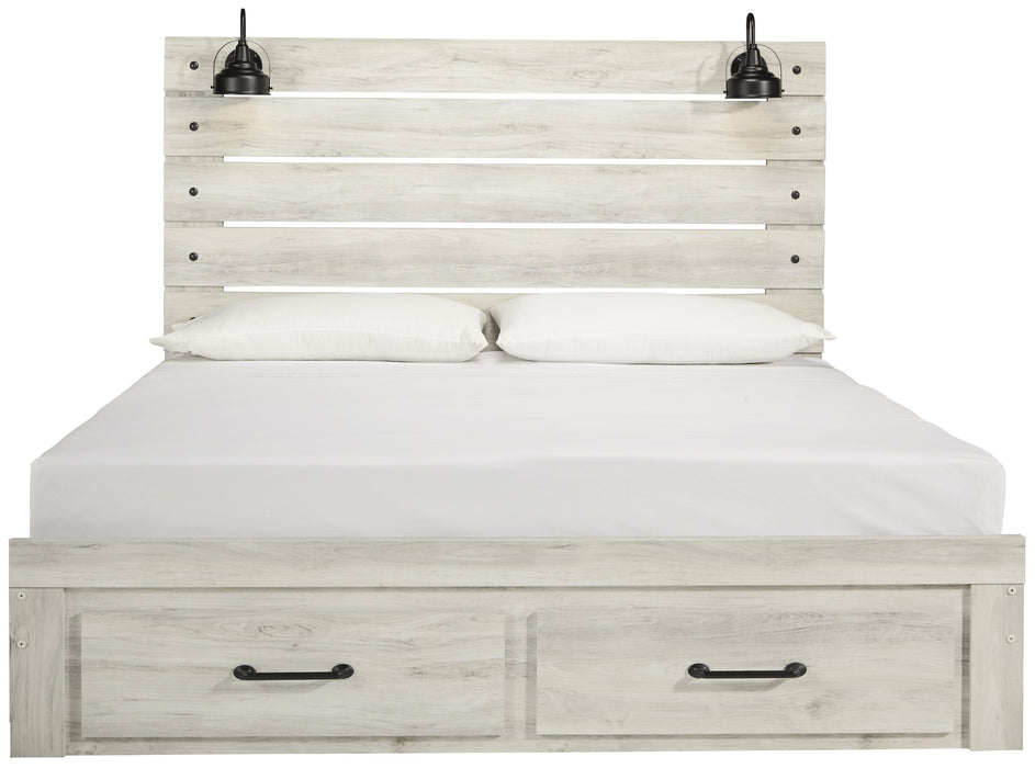 [SPECIAL] Cambeck Whitewash King Footboard Storage Bed - Lara Furniture