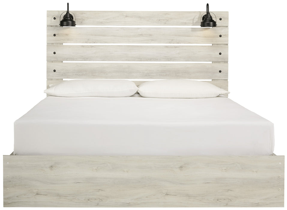 [SPECIAL] Cambeck Whitewash King Side Storage Platform Bed - Lara Furniture