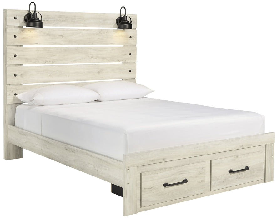 [SPECIAL] Cambeck Whitewash Queen Footboard Storage Bed - Lara Furniture