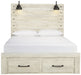 [SPECIAL] Cambeck Whitewash Queen Footboard Storage Bed - Lara Furniture