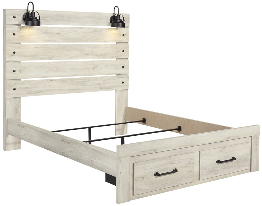 [SPECIAL] Cambeck Whitewash Queen Footboard Storage Bed - Lara Furniture