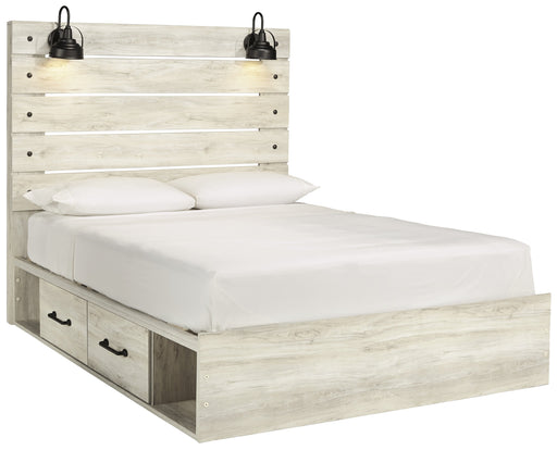 [SPECIAL] Cambeck Whitewash Queen Side Storage Platform Bed - Lara Furniture