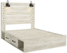 [SPECIAL] Cambeck Whitewash Queen Side Storage Platform Bed - Lara Furniture