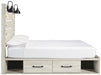 [SPECIAL] Cambeck Whitewash Queen Side Storage Platform Bed - Lara Furniture