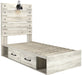 [SPECIAL] Cambeck Whitewash Twin Side Storage Platform Bed - Lara Furniture