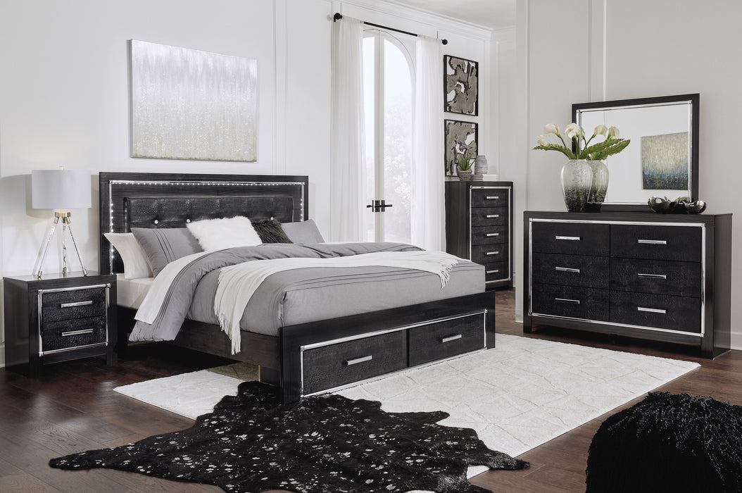 [SPECIAL] Kaydell Black LED Footboard Storage Platform Bedroom Set - Lara Furniture