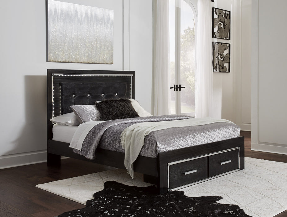 [SPECIAL] Kaydell Black LED Footboard Storage Platform Bedroom Set - Lara Furniture