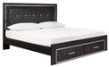 [SPECIAL] Kaydell Black LED King Footboard Storage Platform Bed - Lara Furniture