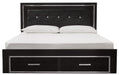 [SPECIAL] Kaydell Black LED King Footboard Storage Platform Bed - Lara Furniture