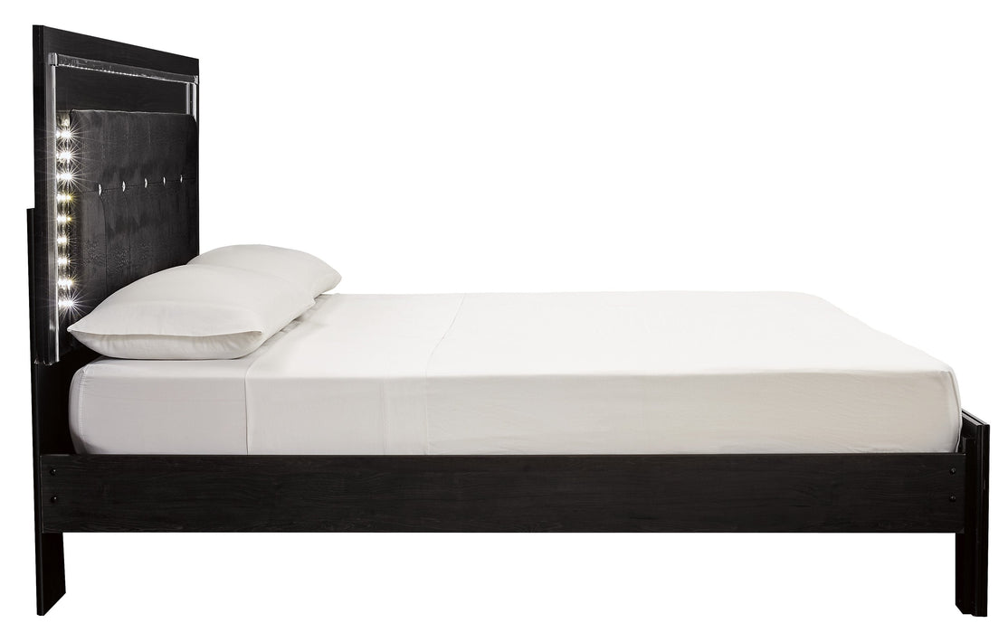 [SPECIAL] Kaydell Black LED King Footboard Storage Platform Bed - Lara Furniture