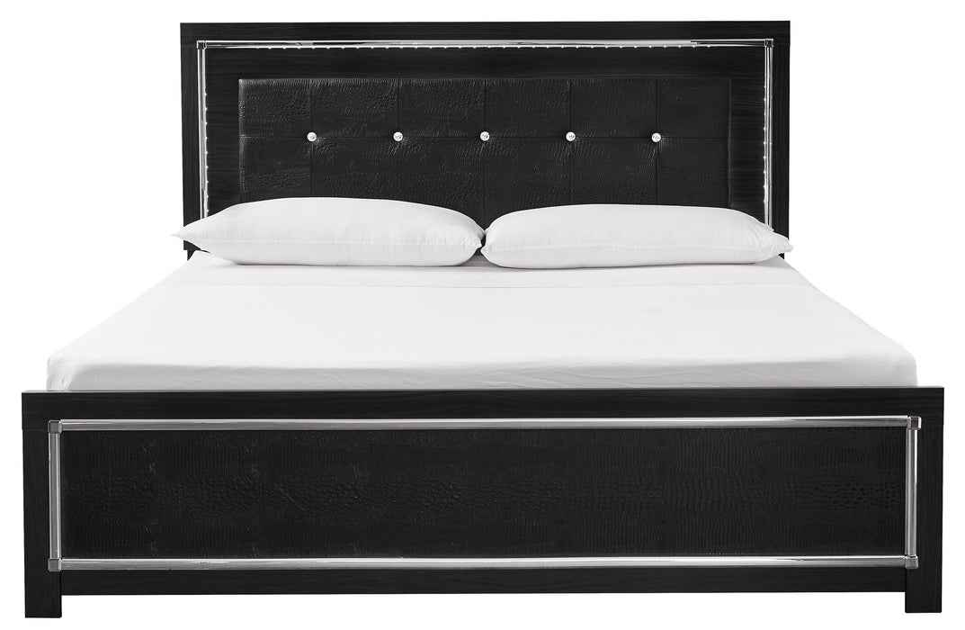 [SPECIAL] Kaydell Black LED King Panel Bed - Lara Furniture