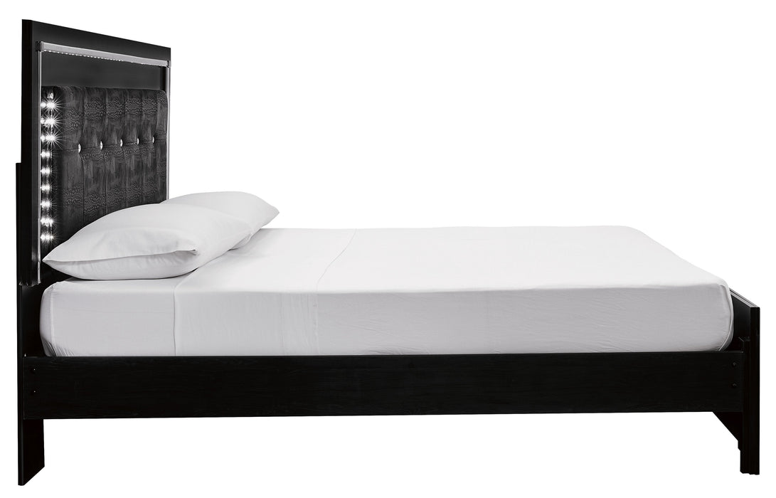 [SPECIAL] Kaydell Black LED King Panel Bed - Lara Furniture