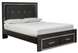 [SPECIAL] Kaydell Black LED Queen Footboard Storage Platform Bed - Lara Furniture