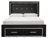 [SPECIAL] Kaydell Black LED Queen Footboard Storage Platform Bed - Lara Furniture