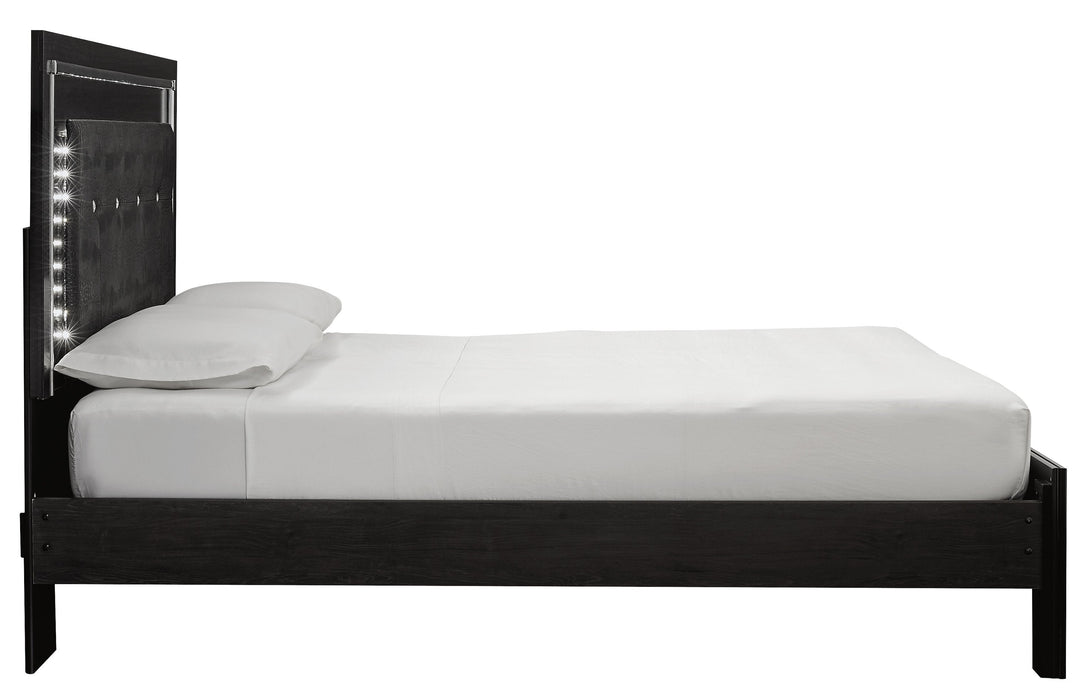 [SPECIAL] Kaydell Black LED Queen Footboard Storage Platform Bed - Lara Furniture