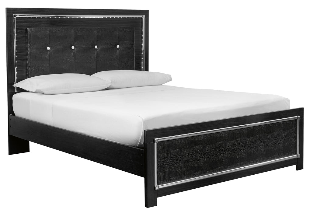 [SPECIAL] Kaydell Black LED Queen Panel Bed - Lara Furniture