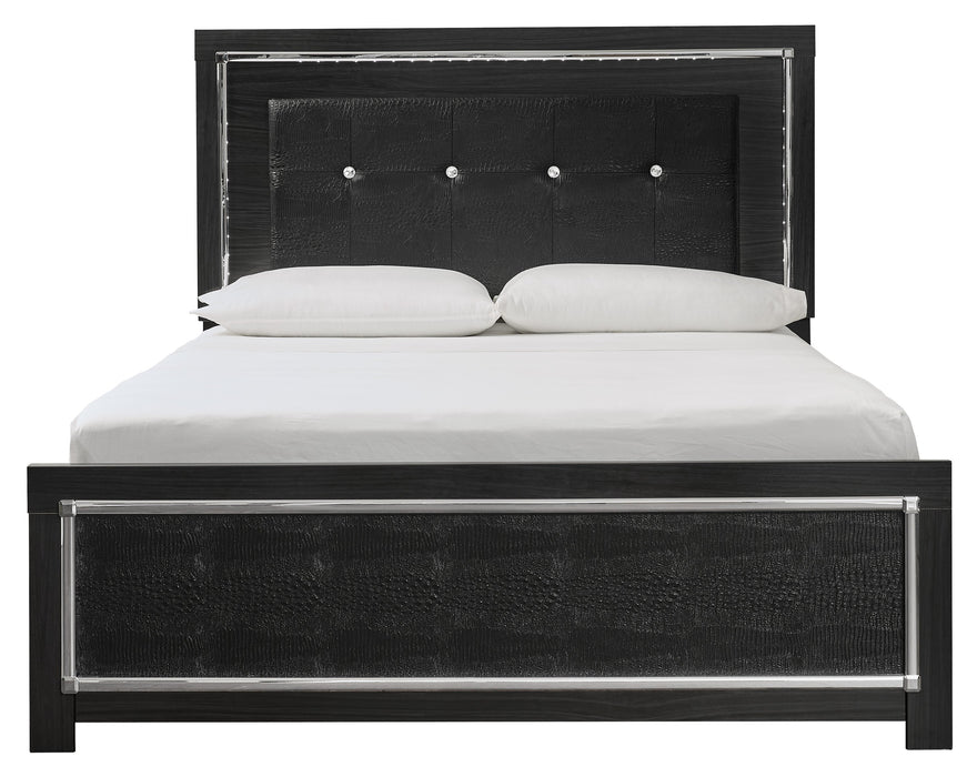 [SPECIAL] Kaydell Black LED Queen Panel Bed - Lara Furniture