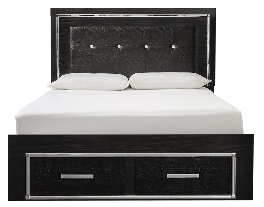 [SPECIAL] Kaydell Black LED Queen Storage Panel Bed - Lara Furniture