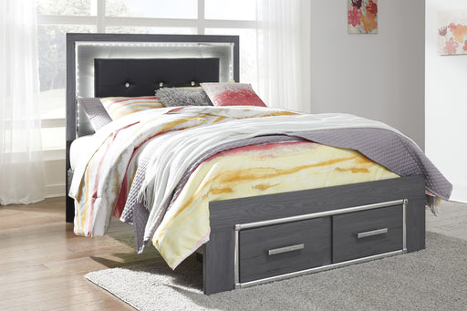 [SPECIAL] Lodanna Gray Full LED Storage Bed - Lara Furniture