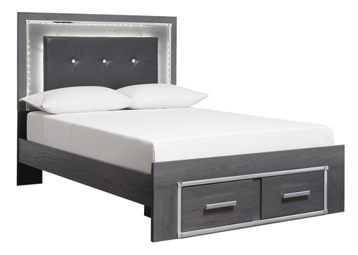 [SPECIAL] Lodanna Gray Full LED Storage Bed - Lara Furniture