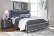 [SPECIAL] Lodanna Gray King LED Panel Bed - Lara Furniture