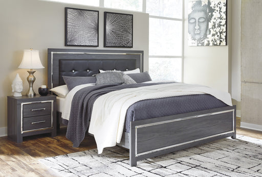 [SPECIAL] Lodanna Gray King LED Panel Bed - Lara Furniture