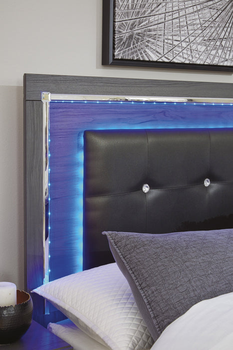 [SPECIAL] Lodanna Gray King LED Panel Bed - Lara Furniture