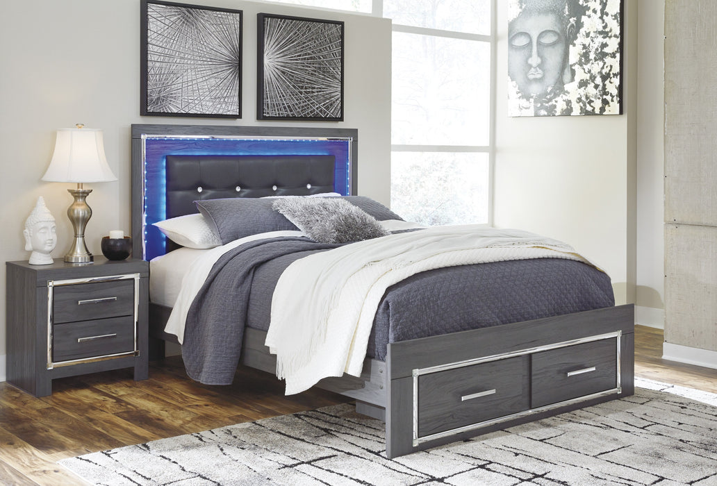 [SPECIAL] Lodanna Gray King LED Storage Bed - Lara Furniture